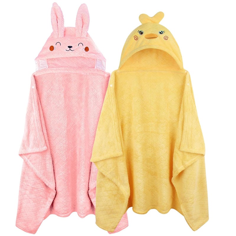 FUBANRAY Toddler Bath Towel Hooded Kids Bath Towels for Toddlers 0-5 Years, 2-Pack Thick Absorbent Toddler Towels with Hood Baby Bath Towels, Large 50''x32'' Hooded Baby Towels with Hood for Girl - Image 1